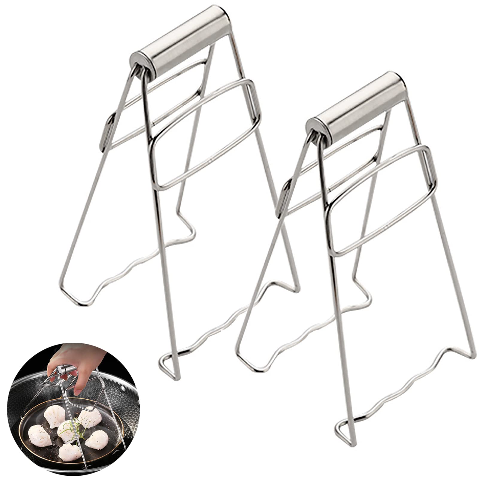 2Pcs Stainless Steel Plate Clips - Universal Dish Gripper for Kitchen & Restaurant Cooking