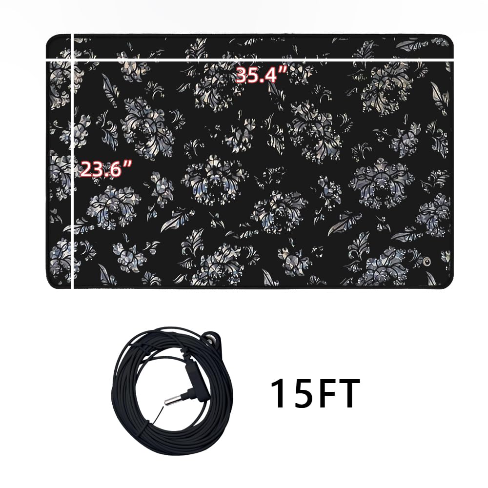 Premium Floral Printed Universal Grounding Mat Kit - 23.6x35.4 Inch Earthing Mat with 15 Ft Grounding Cord for Yoga, Meditation, Better Sleep, Stress & Pain Relief - Natural Anxiety Reduction Therapy for Home, Office & Outdoor Use