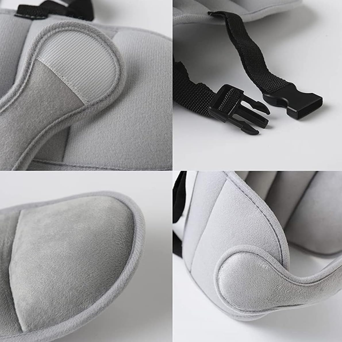Adjustable Infant Car Seat Head Support Band - Soft Neck & Head Protector for Babies & Toddlers - Grey Safety Cushion for Car Seats & Booster Seats - Perfect for Road Trips & Long Drives