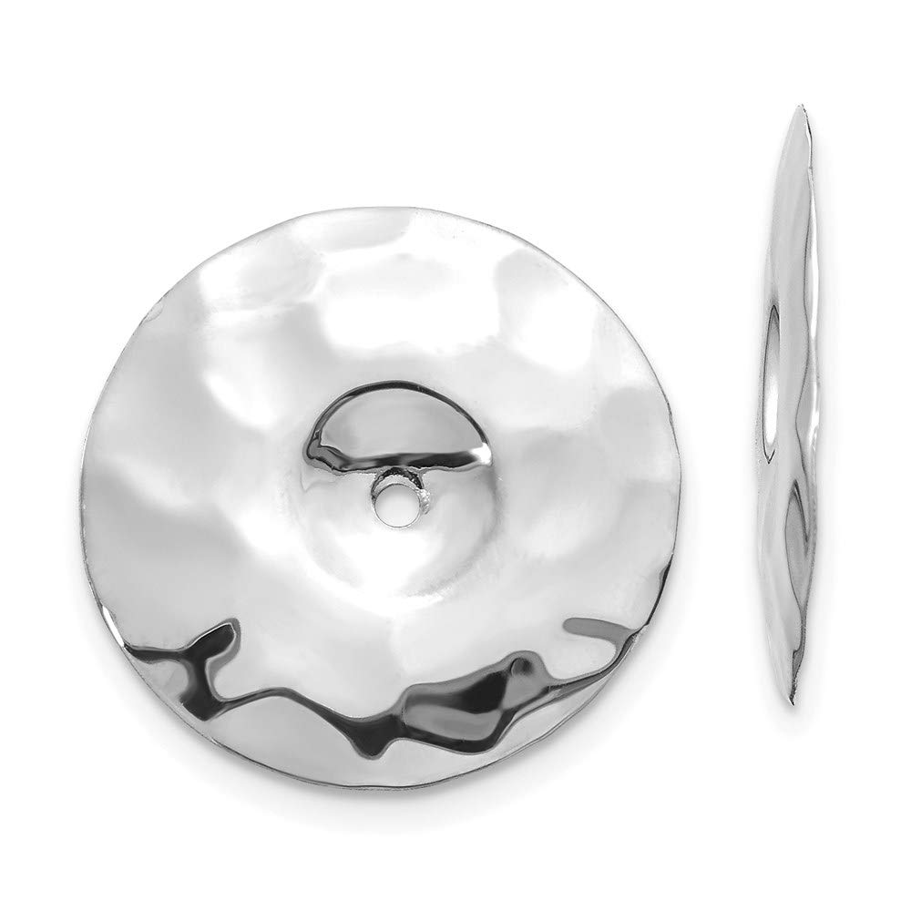 14k White Gold Hammered Disc Earring Jackets - Elegant Stud Enhancers for Weddings & Evening Events