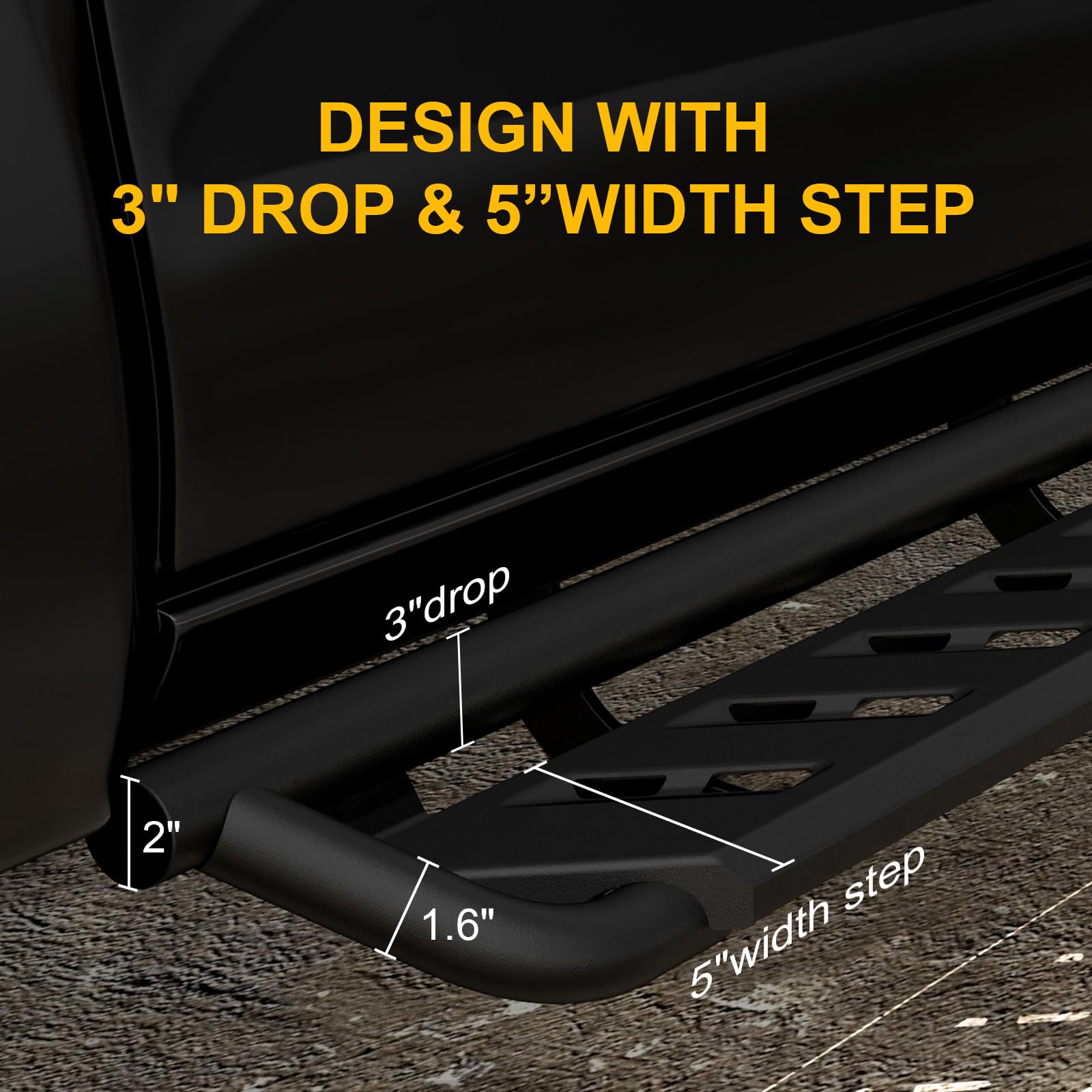 ONINE Clutch Drop Running Board - Custom Fit for 2019-2025 Chevy Silverado/GMC Sierra 1500 & 2020-2025 Silverado/Sierra 2500HD/3500HD Crew Cab - Textured Black Nerf Bar Side Step - Perfect for Off-Roading & Truck Accessorizing