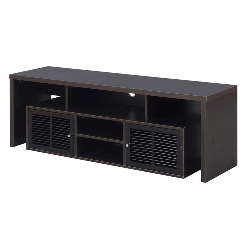 Pemberly Row 60 Inch TV Stand Entertainment Center Console - Espresso Finish for Living Room, Home Theater & Media Storage