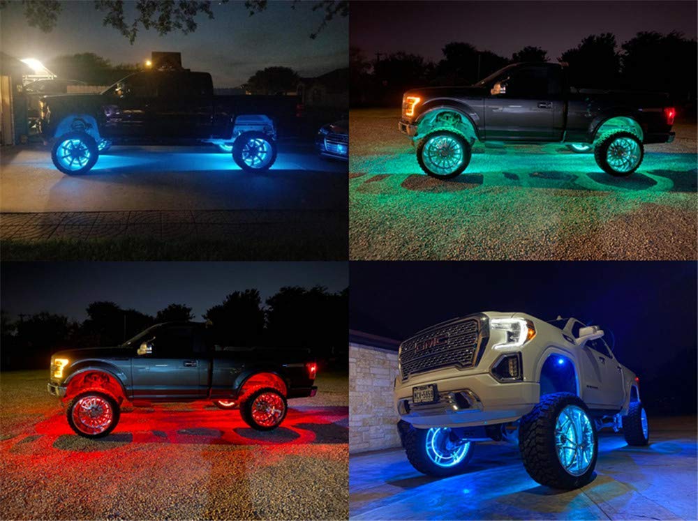 17 Inch LED Wheel Ring Lights for Cars & Trucks - Multiple Color Modes, Universal Fit (21-28 Inch Tires) - Enhance Night Driving & Customize Your Ride