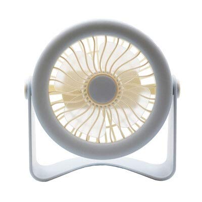 Portable USB Mini Desk Fan with Rechargeable Battery & Night Light - Quiet Cooling Fan for Home, Office, Bedroom - White | Perfect for Workstations, Dorm Rooms & Travel Use