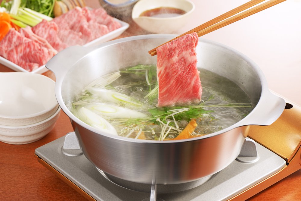 Yoshikawa SJ1678 Premium Stainless Steel Shabu Shabu Hot Pot - 10.2 Inch (26cm) Japanese Style Cookware for Home Dining & Party Cooking