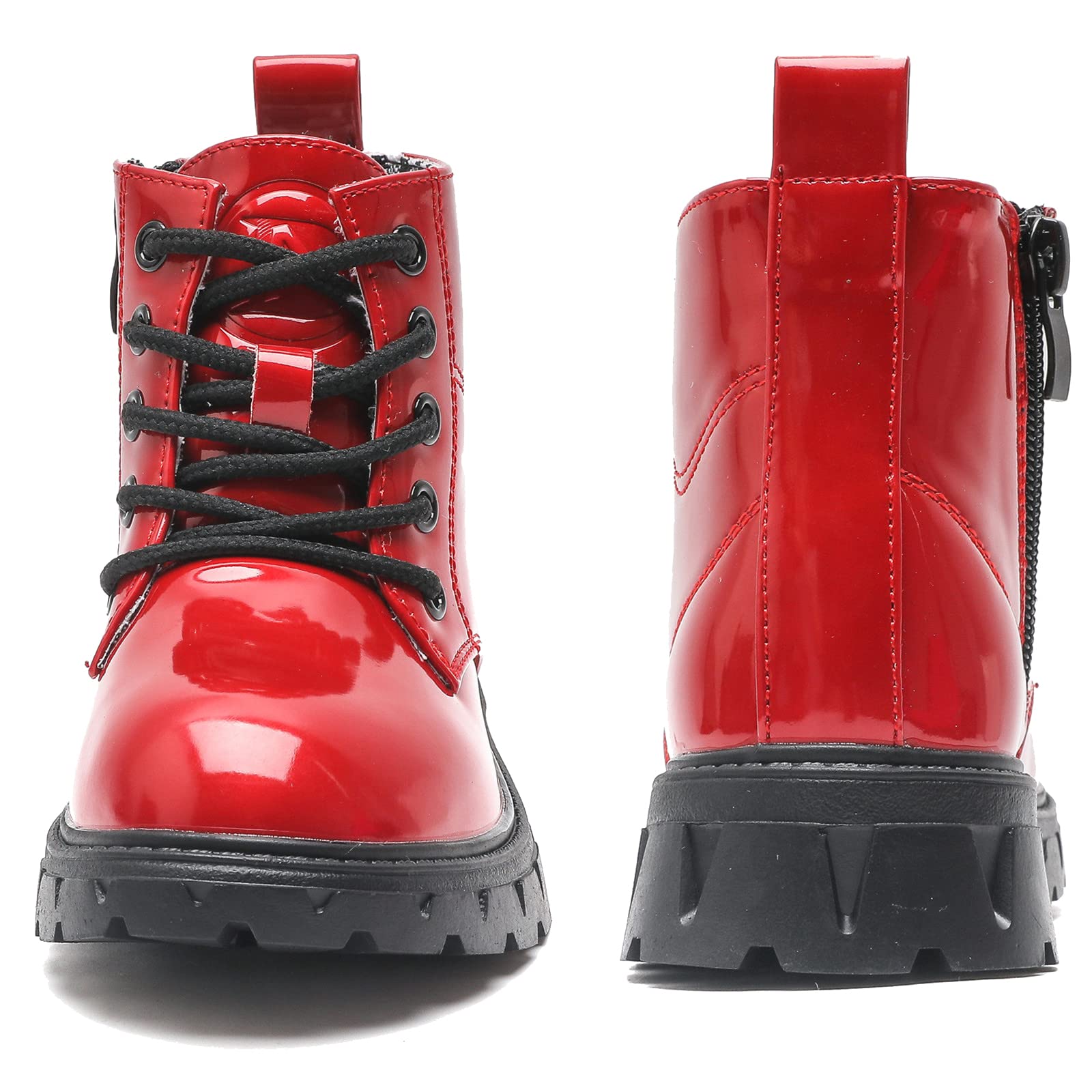 kkdom Boys Girls Waterproof Combat Boots with Lace Up & Side Zipper - Toddler Little Kid Big Kid Sizes - Perfect for School, Outdoor Play & Rainy Day Adventures