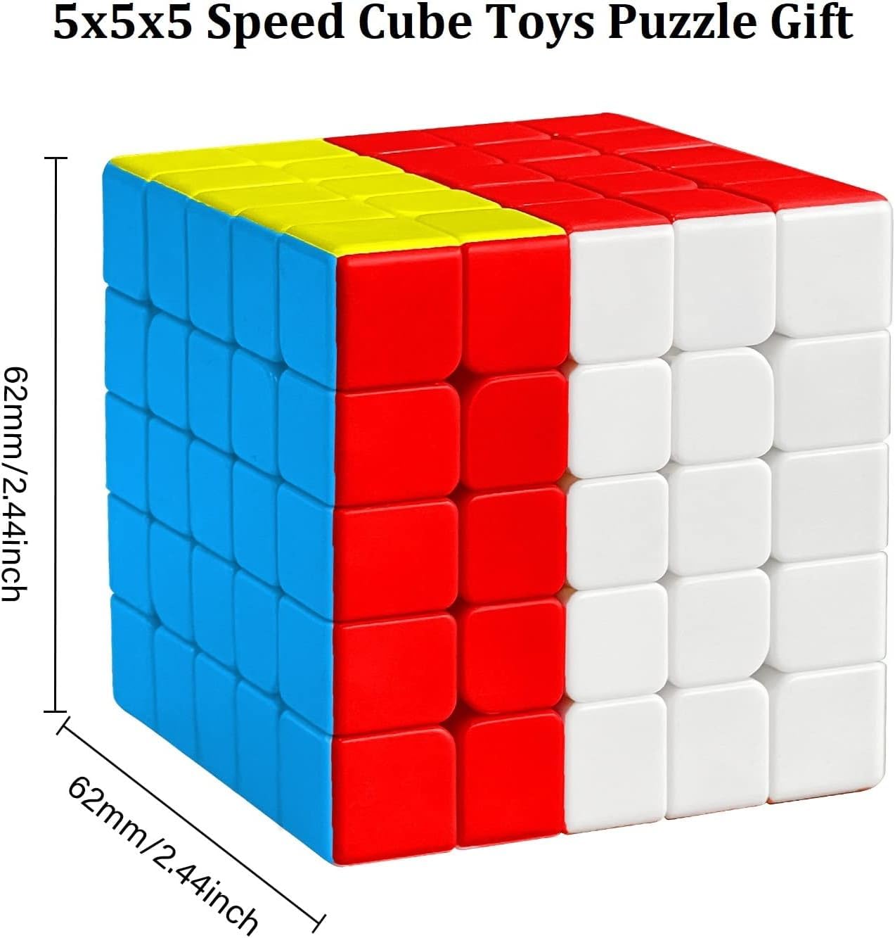 Bestie Toys 5x5 High-Speed Stickerless Magic Cube Puzzle - Smooth Turning Multicolor Brain Teaser for Kids & Adults - Perfect for Stress Relief, Competitions & STEM Learning