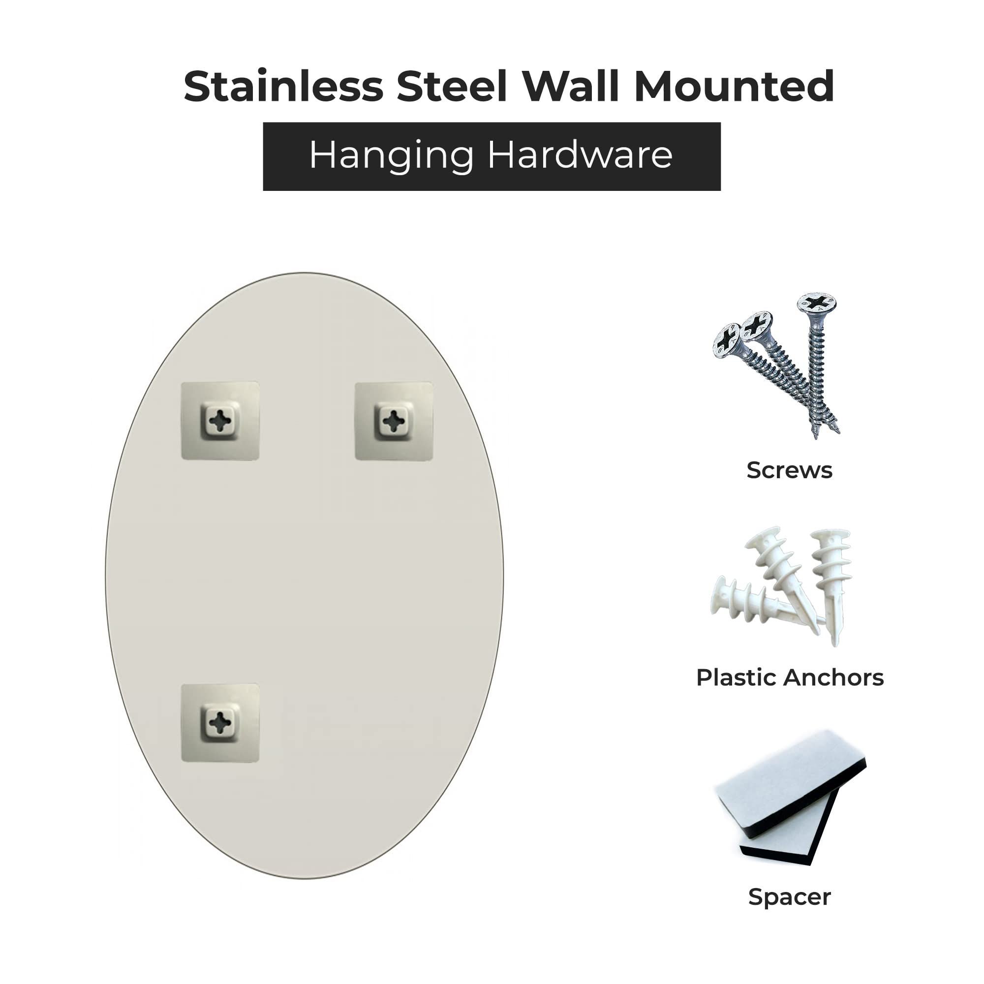 22x39 Inch Oval Frameless Wall Mirror with 1 Inch Beveled Edge - Bathroom Vanity Bedroom Living Room Decor - Shatter-Resistant Glass for Home & Commercial Use