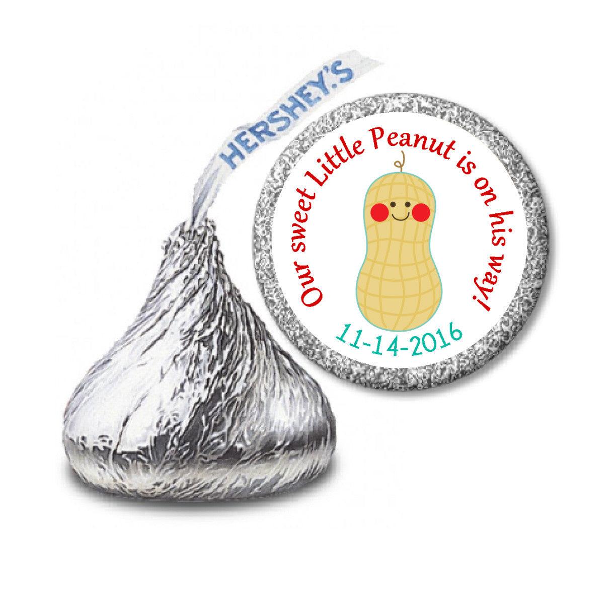 Little Peanut Stickers - Adorable Baby Boy Kisses Candy Themed Decals for Nursery, Scrapbooking & Gift Wrapping