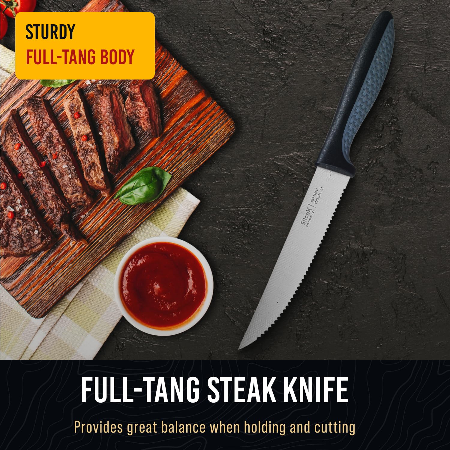 Premium 5-Inch Steak Knives Set of 4 - Razor Sharp Stainless Steel Serrated Blades for Perfect Steak Cutting | Professional Kitchen Knives for Meat, BBQ & Dinner Parties | Dishwasher Safe & Ergonomic Handles