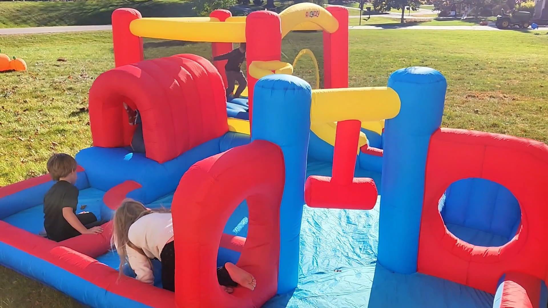 Whubefy 14.3x14.3Ft Inflatable Water Slide Bounce House for Kids Ages 3-12 | Large Backyard Water Park with Obstacle Course, Pool & Sprinkler | Perfect for Summer Parties, Birthdays & Outdoor Family Fun
