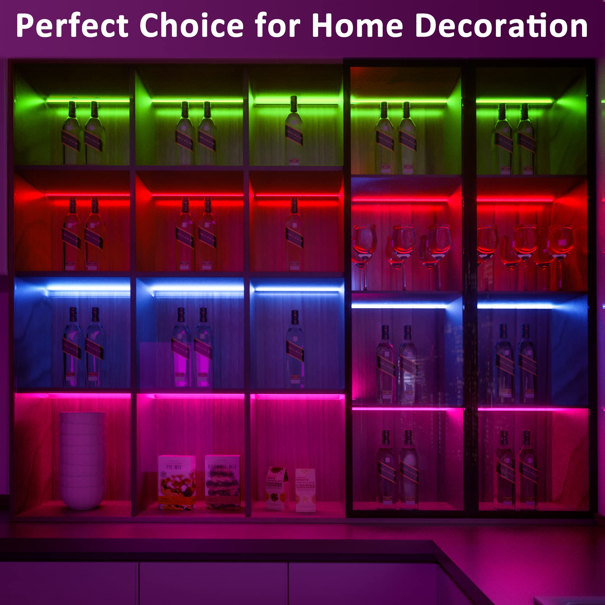 3 Pcs RGB Under Cabinet Lights Kit with Smart App & Remote Control - Dimmable LED Strip Lights for Kitchen, Counter, Workbench, Desk - Perfect for Task Lighting, Ambiance & Under Shelf Illumination