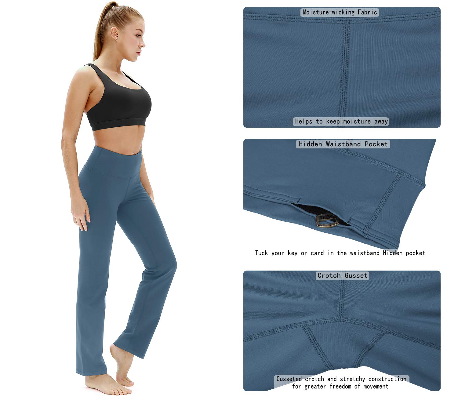 IcyZone Women's Bootcut Yoga Pants - High Waisted Tummy Control Workout Leggings for Gym, Running & Everyday Wear