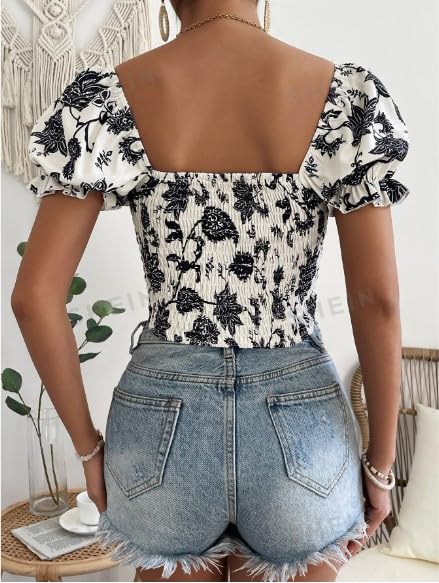 SYYNCRO Women's Western Style Corset Top - Floral Print Fashion Blouse for Casual Wear | Perfect for Parties, Dates, and Everyday Outfits