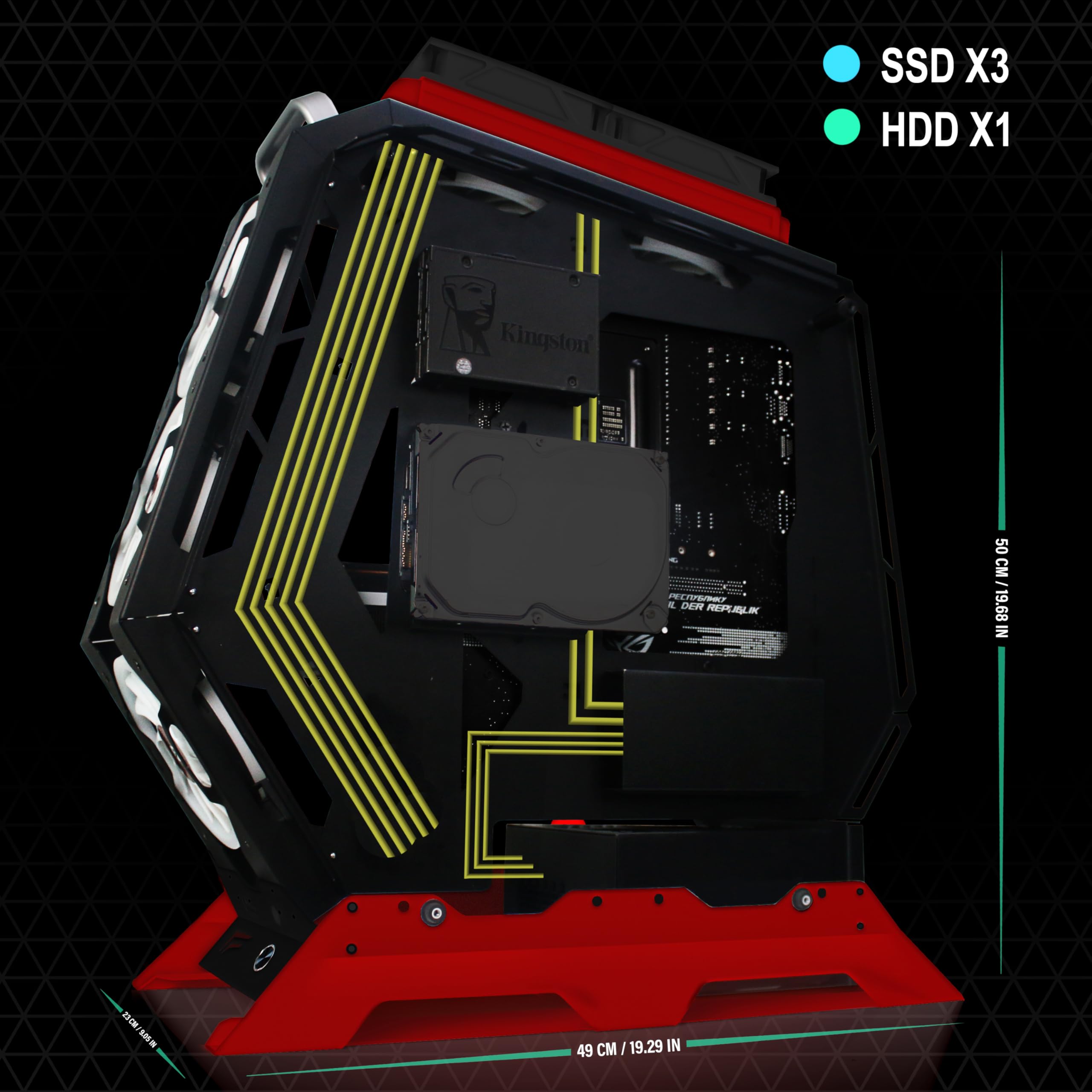 KEDIERS ATX Mid Tower Gaming PC Case - Tempered Glass Side Panel, 7 RGB Fans, High Airflow Design for Optimal Cooling | Perfect for Gaming Rigs, Workstations & Custom Builds