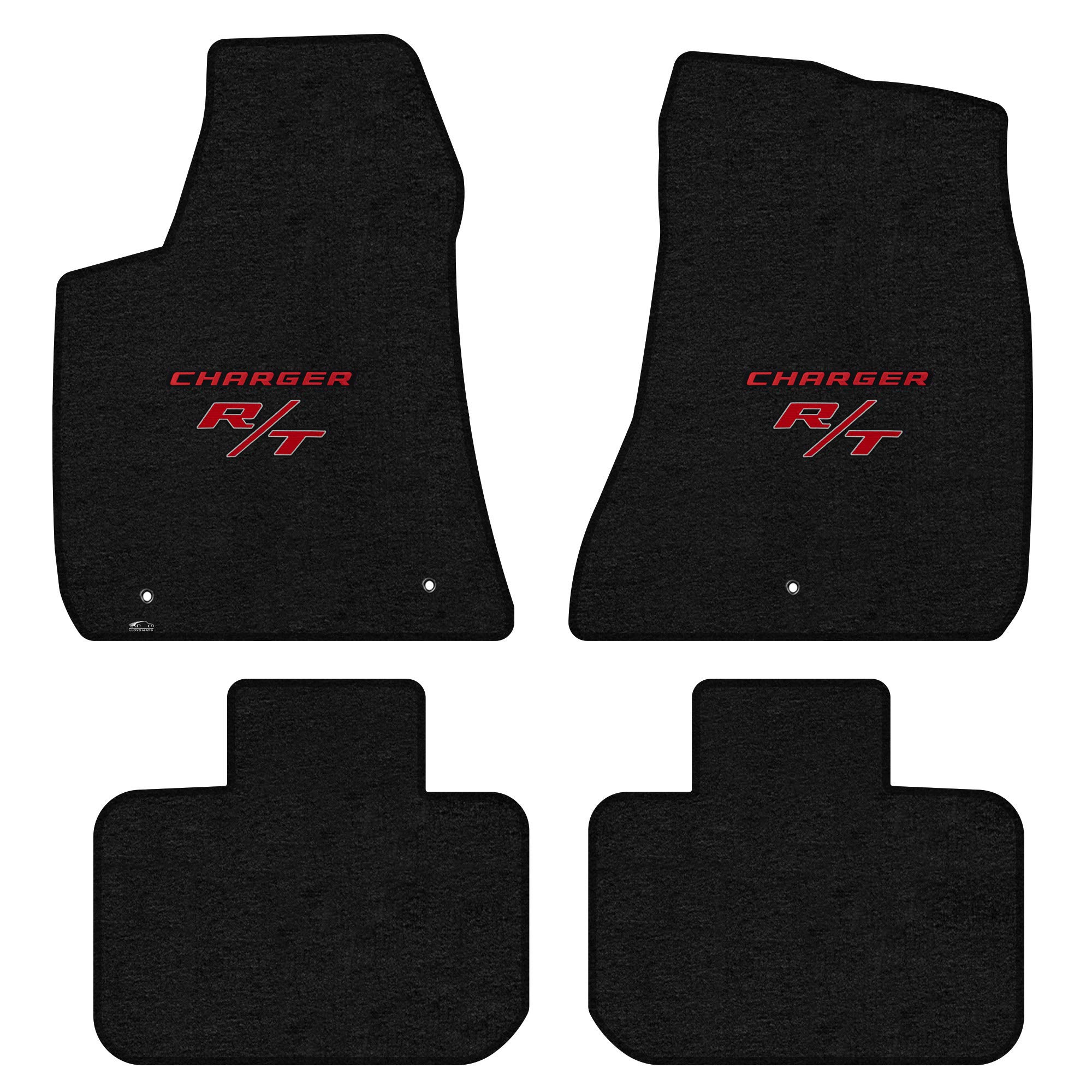 Premium Custom-Fit Carpeted Floor Mats for Dodge Charger RWD 2011-2023 - Luxury Car Floor Liners (4-Piece Set, Charcoal with Red R/T Logo) - Perfect for Daily Commuting & Road Trips