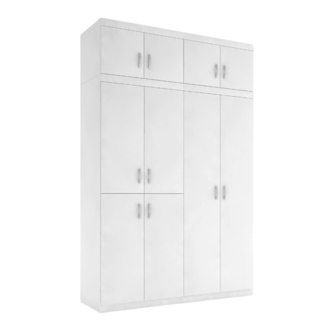 Myrton 10-Door White Wardrobe Closet - Spacious Storage Cabinet for Bedroom, Living Room & Walk-In Closet Organization