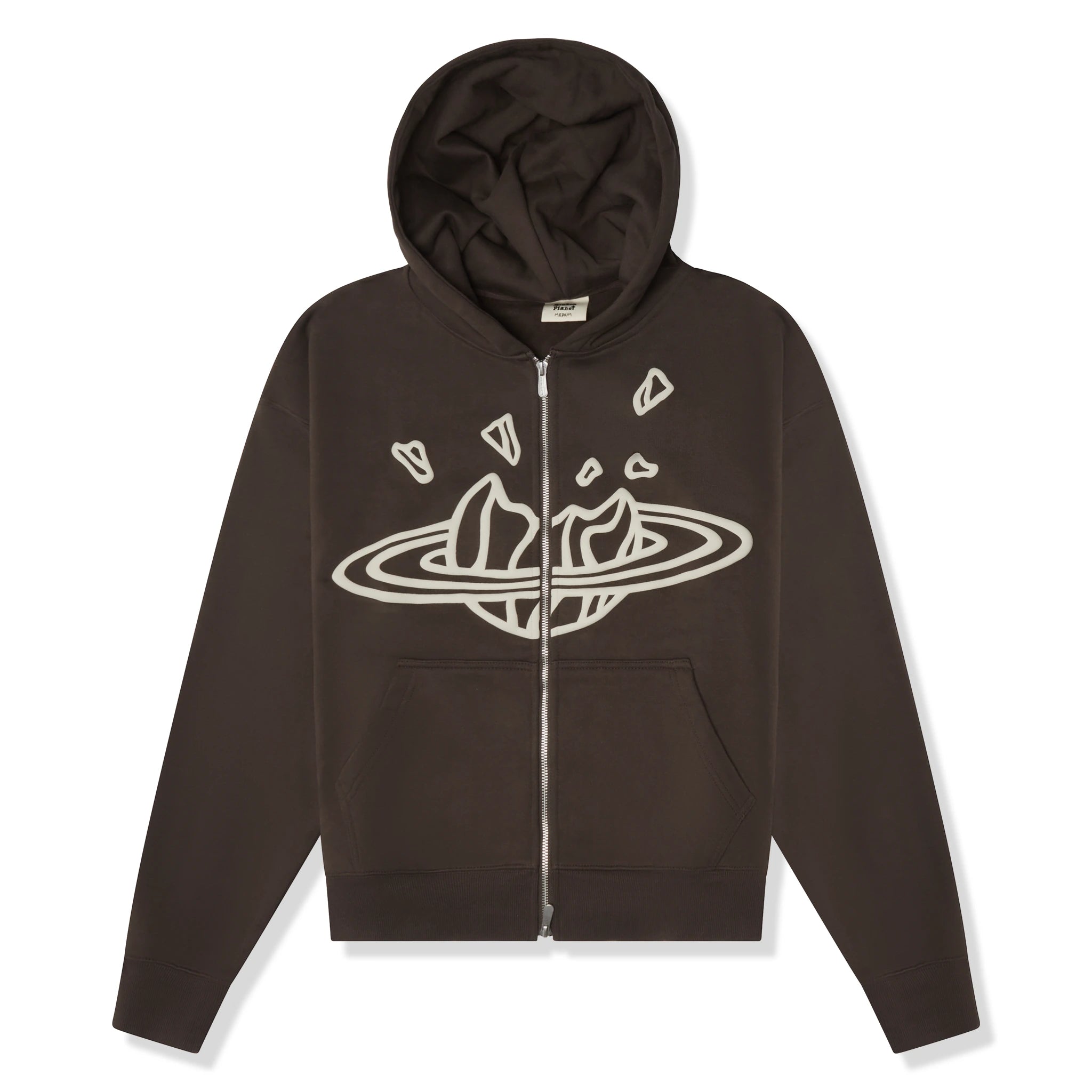 Broken Planet Outer Space Dark Brown Zip Up Hoodie for Men & Women | Stylish Streetwear Hooded Jacket for Casual Wear, Gym & Outdoor Activities