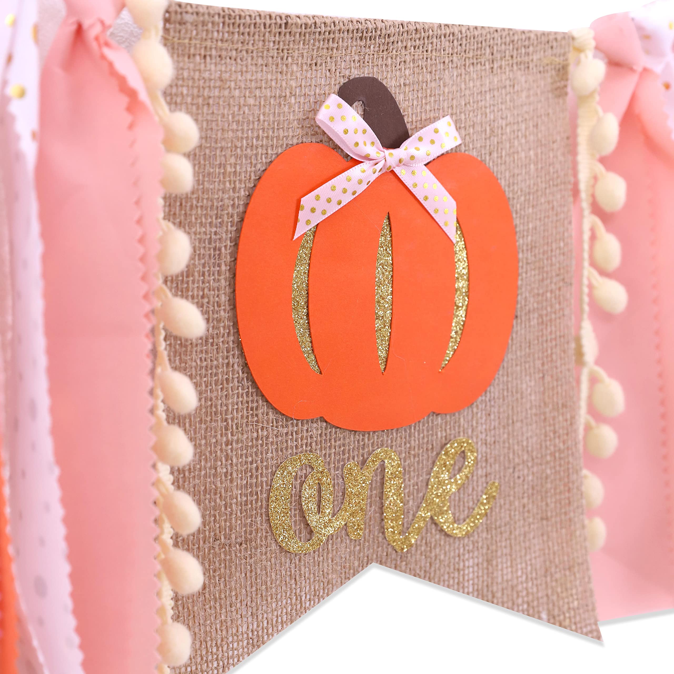 Little Pumpkin Highchair Banner for 1st Birthday - Pink & Orange First Birthday Party Decor, Baby Shower Banner for Girls | Perfect for Pumpkin-Themed Birthday Parties, Baby Showers & Nursery Decorations