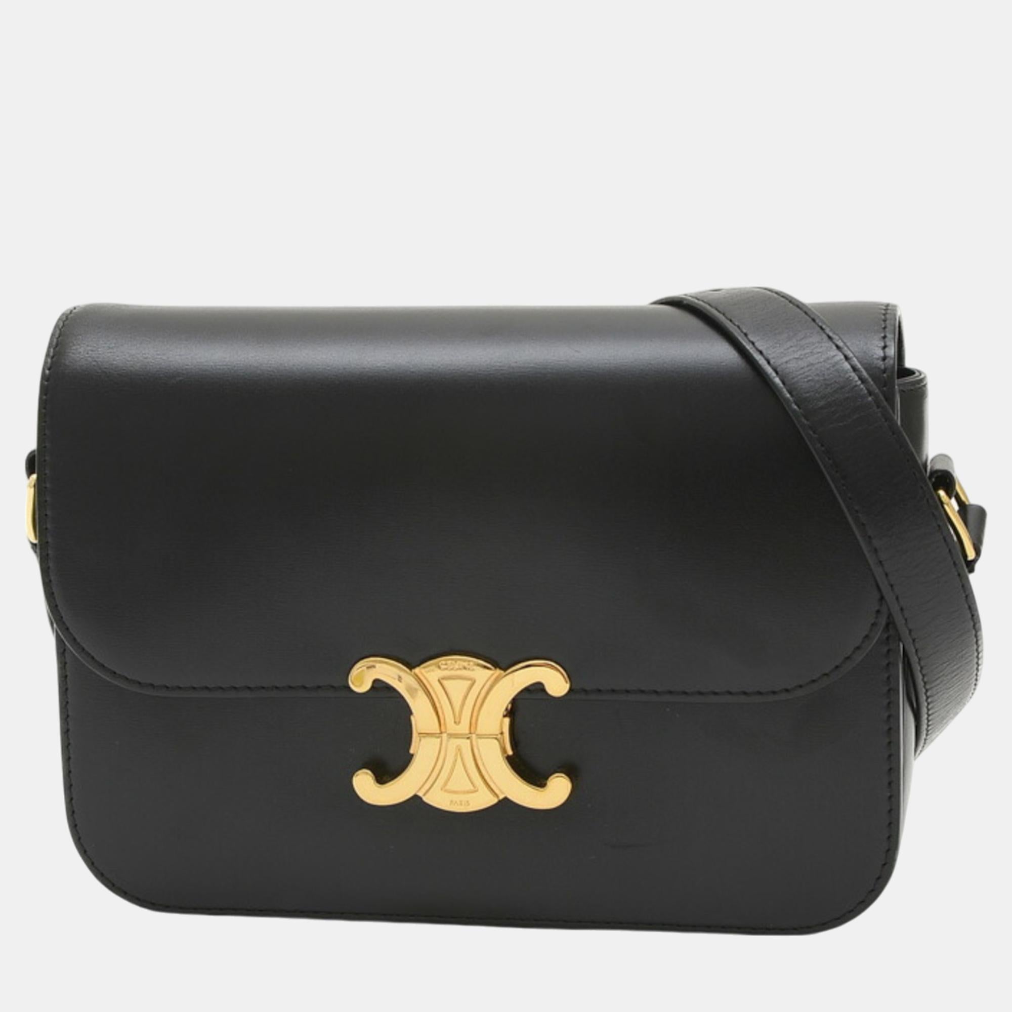 Luxury Black Calfskin Triomphe Shoulder Bag for Women | Classic Designer Handbag | Perfect for Work, Date Night & Special Occasions