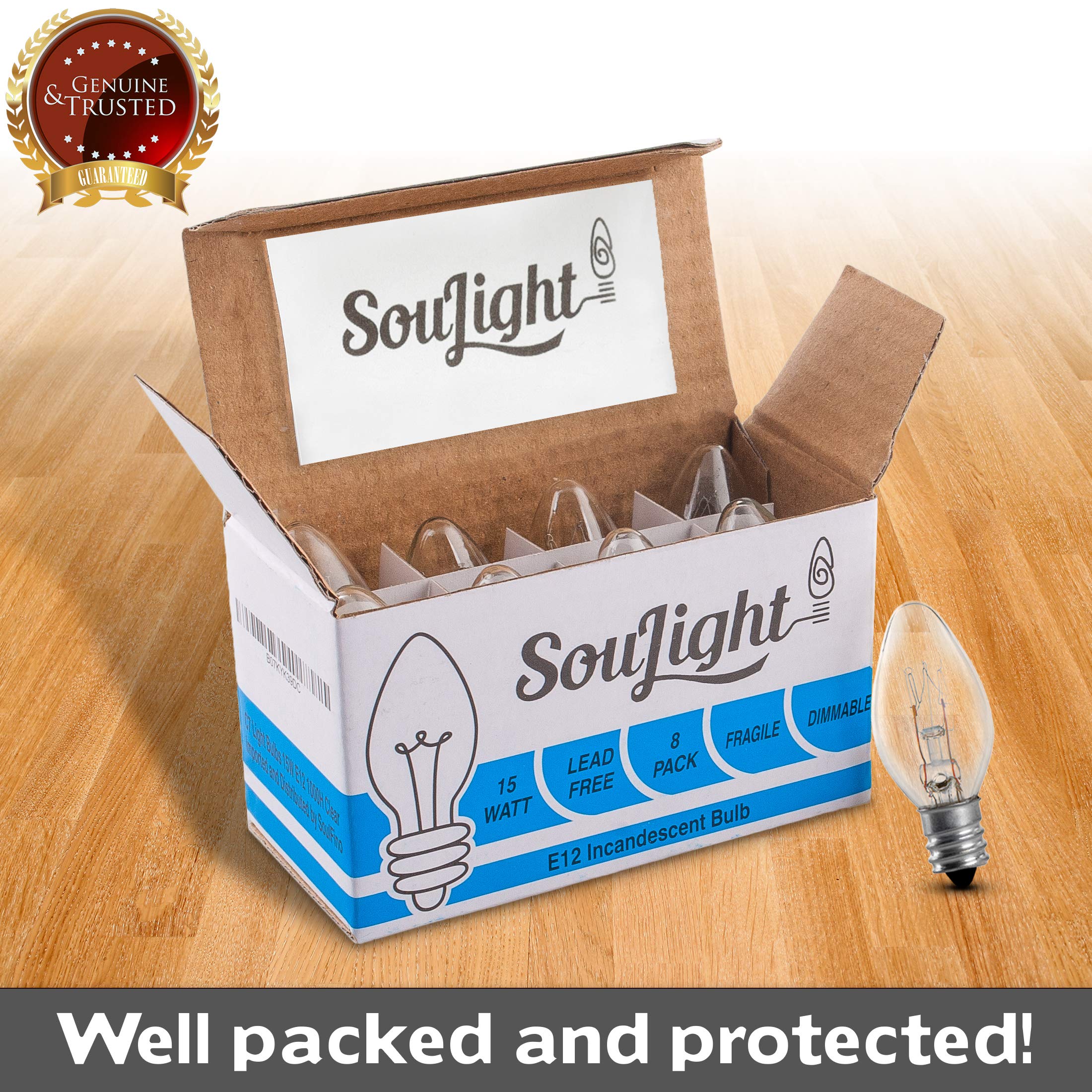 15W Himalayan Salt Lamp Replacement Bulbs - 8 Pack E12 C7 Warm White Bulbs for Salt Rock Lamps, Chandeliers, Wax Warmers & Night Lights - Perfect for Bedroom, Spa, Yoga Studio & Home Decor Relaxation