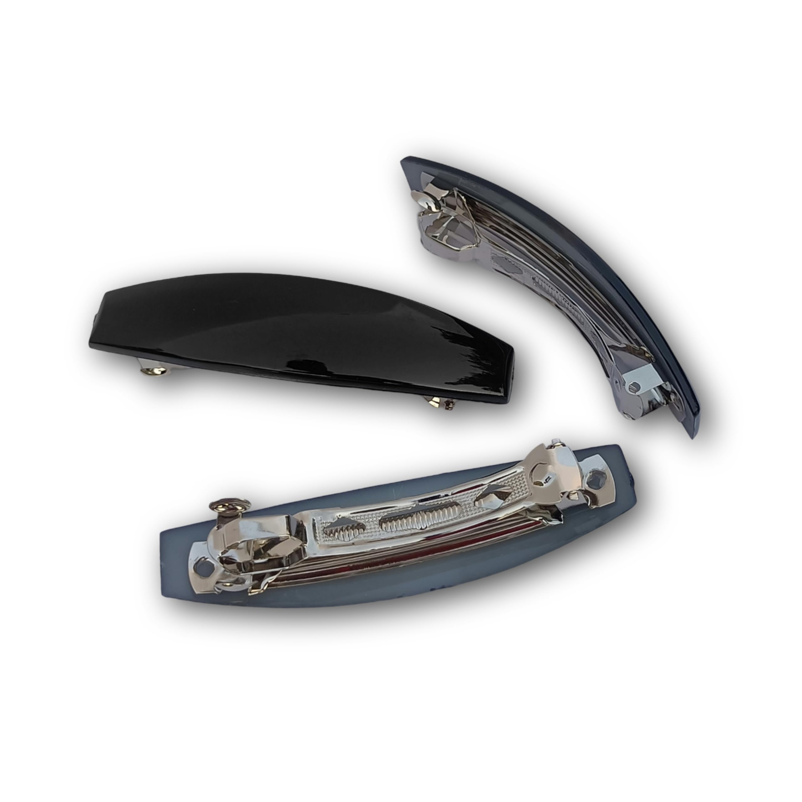 Stylish Black Plain Hair Clips for Women & Girls - 3-Pack Barrettes & Back Clips for Everyday Use, School, Work & Special Occasions