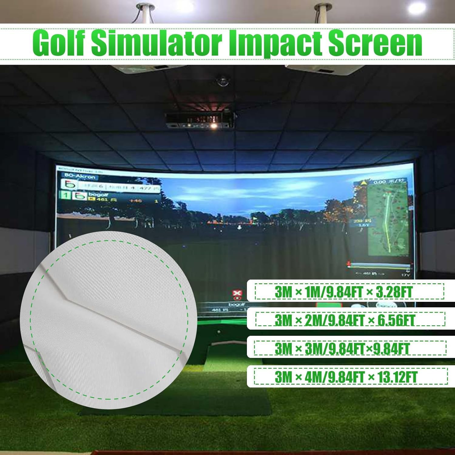 Premium Golf Hitting Screen for Indoor/Outdoor Training - Ultra Clear Washable Impact Screen with Grommet Holes - Perfect for Home Golf Simulator Setup & Practice Sessions (Ideal for Backyard, Garage, or Basement Use)