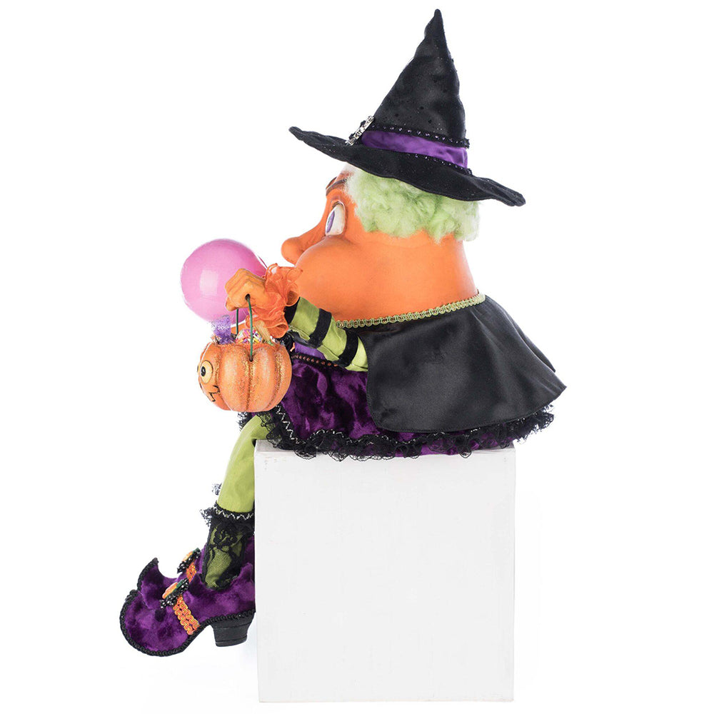 Bubbles the Witch Candy Corn Ledge Sitter Halloween Decor - Katherine's Collection | Perfect for Halloween Home Decor, Shelf Display & Spooky Party Decoration