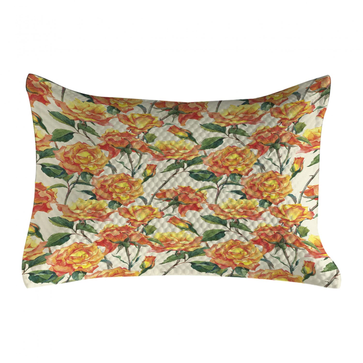 Ambesonne Vintage Rose Quilted Pillow Cover - Standard Queen Size 30