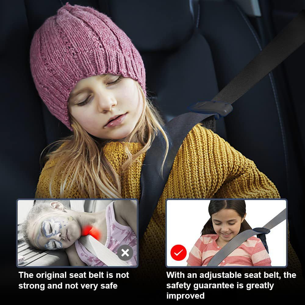 Car Seat Belt Adjuster Clip - Universal Shoulder Strap Positioner for Kids & Short Adults | Comfortable Neck Support | Perfect for Long Drives & Travel (Black)
