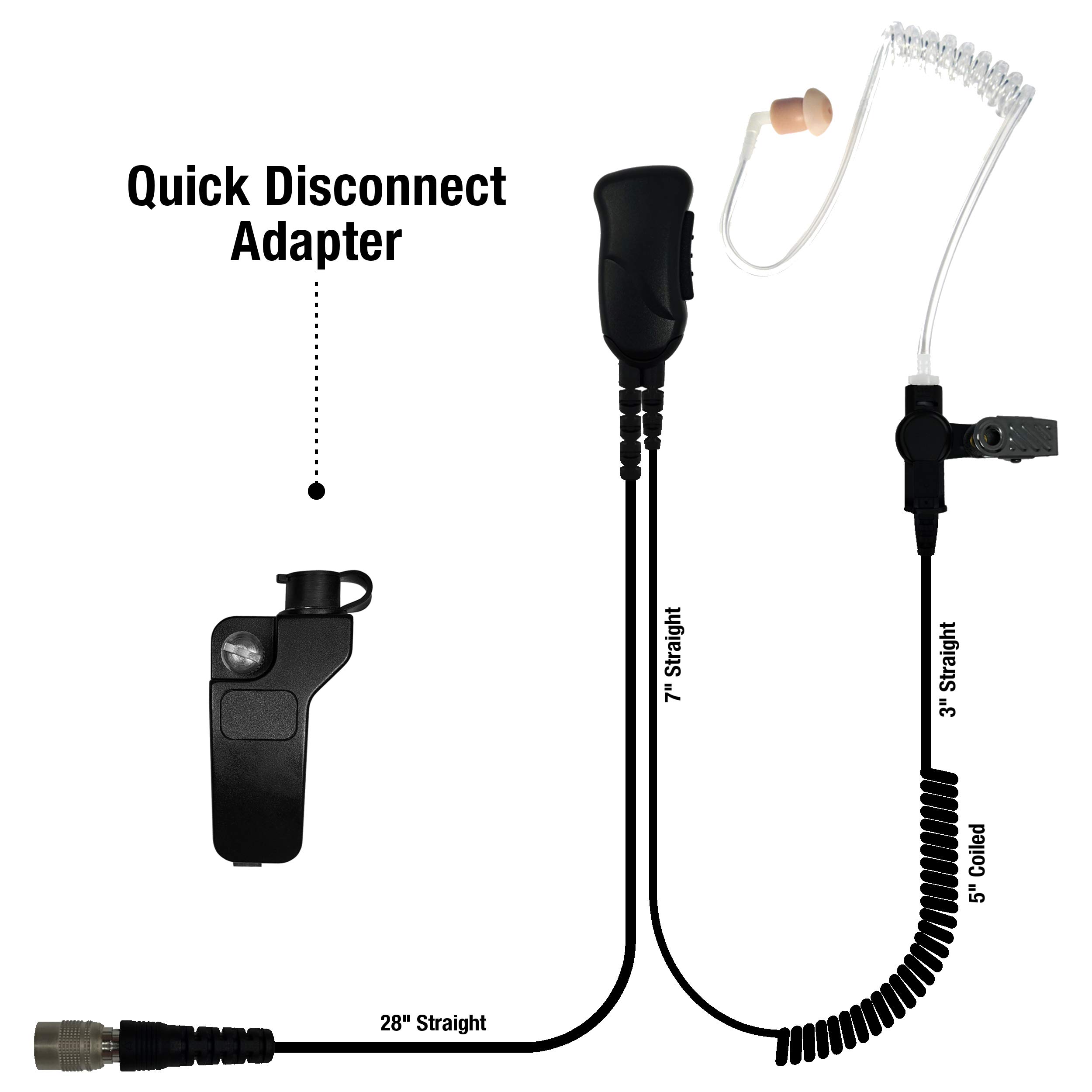 Sheepdog Quick Disconnect Police Lapel Microphone - Compatible with Kenwood P25 NEXEDGE NX & TK Series Radios - Law Enforcement Earpiece Headset for Secure Communication in Patrol, Security & Emergency Response Scenarios