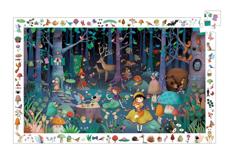 Enchanted Forest Djeco Observation Puzzle - 500 Piece Wooden Jigsaw Puzzle for Kids & Adults - Perfect for Family Game Night & Educational Play