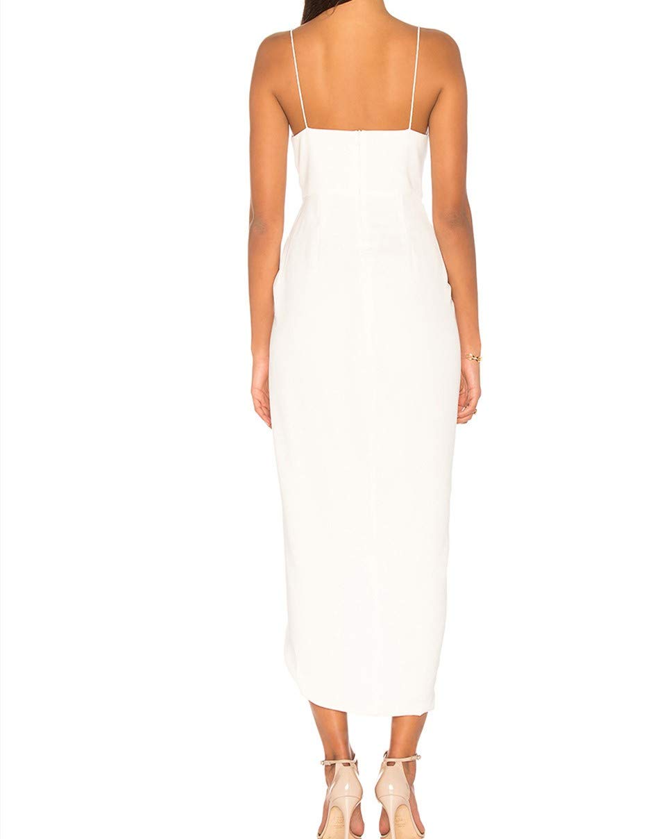Aigeman Women's Spaghetti Strap Backless Satin Maxi Dress for Wedding Guest, Cocktail Party & Summer Events - Elegant Sexy Evening Gown for Special Occasions