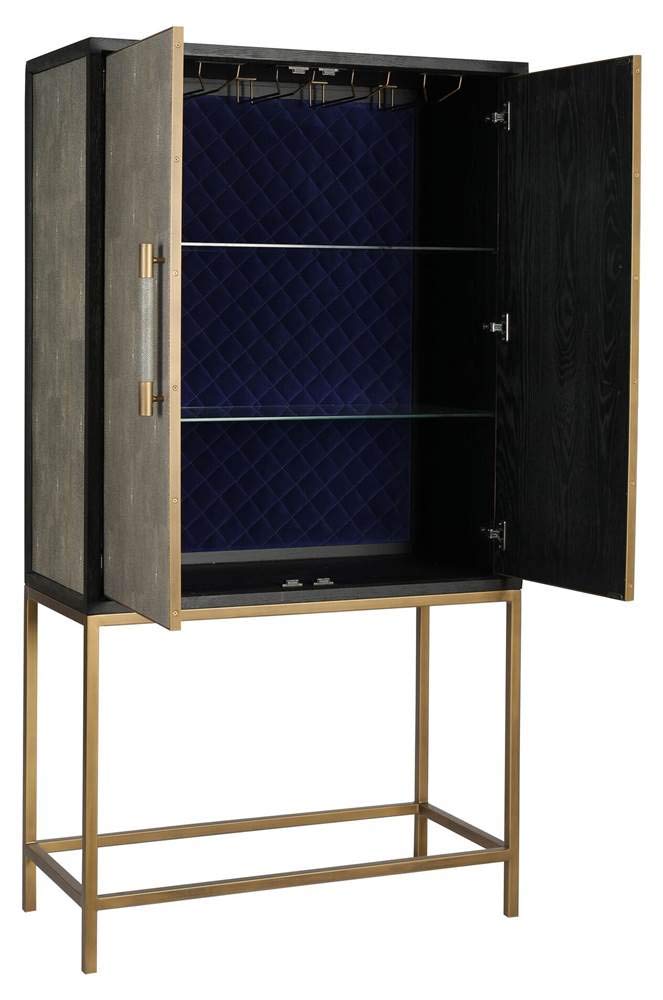 Moe's Home Mako Solid Wood Bar Cabinet in Gray - Stylish Home Bar Furniture for Living Room, Dining Room & Entertainment Spaces