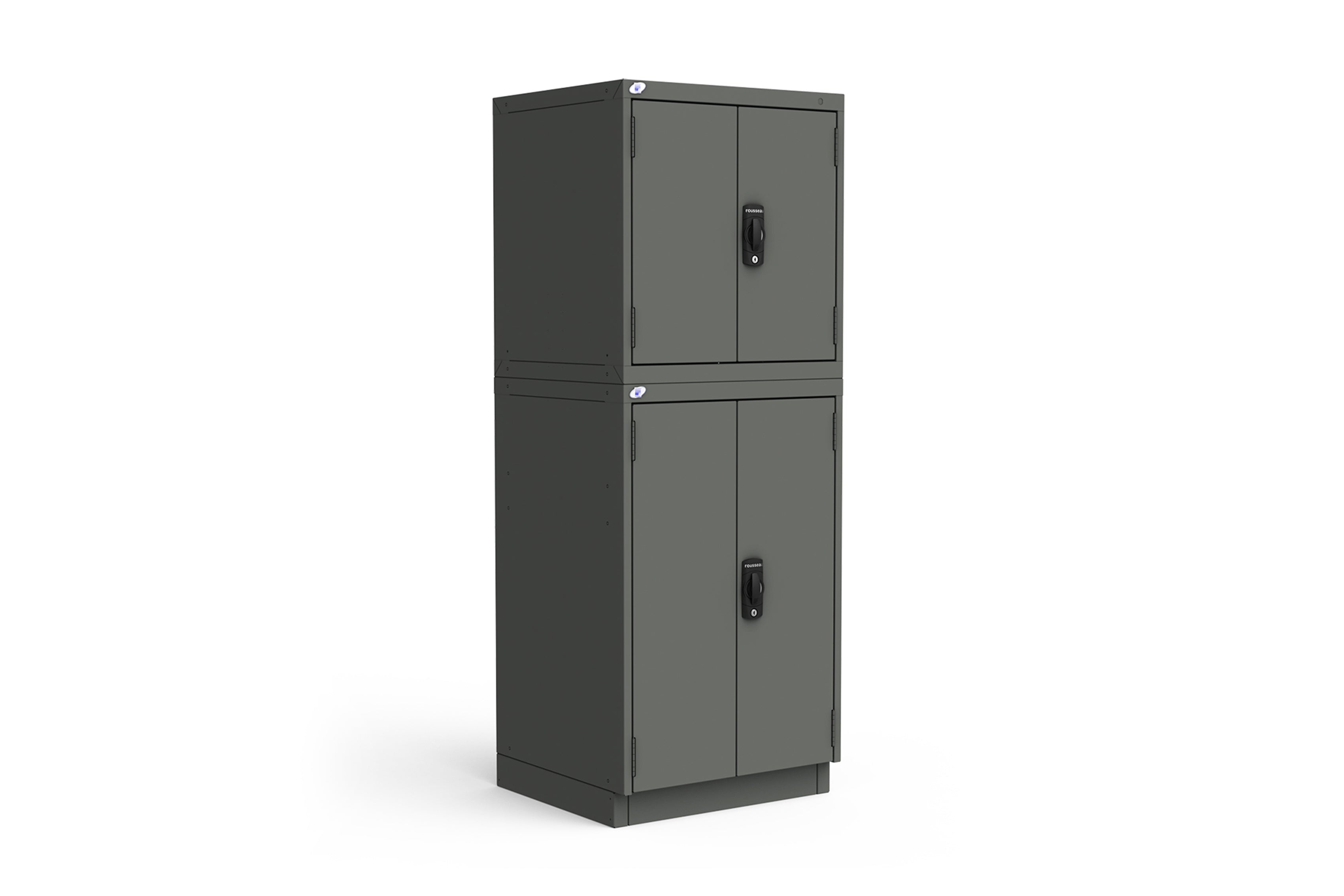Rousseau Stacked Asymmetric Locker Cabinet - Modern Storage Solution for Home, Office & Gym Organization | Space-Saving Design for Small Spaces