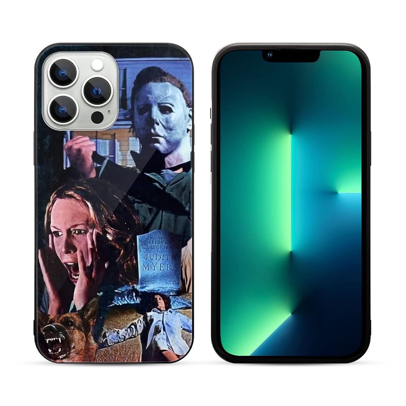 Halloween Michael Myers iPhone 13 Pro Max Glass Case - Shatterproof Protective Phone Cover for iPhone 13/13 Pro Max - Perfect for Halloween Parties, Horror Movie Nights & Cosplay Events