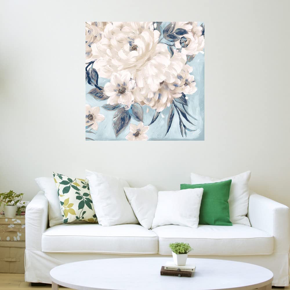 Indigo Romance Canvas Wall Art - 37x37 Inch Hand-Painted Fine Art Decor by Willowbrook - Perfect for Living Room, Bedroom, Office & More - Ready to Hang - Elevate Your Home & Workspace Decor