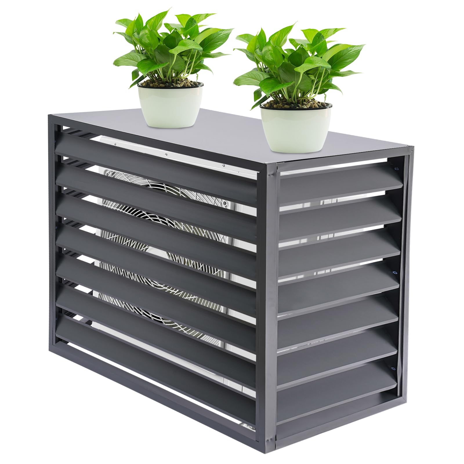 Outdoor Air Conditioner Cover - Aluminum Alloy Freestanding AC Privacy Screen Fence Panel for Backyard, Patio & Deck - Weatherproof Grey AC Fence for Yard Privacy & Aesthetic Protection