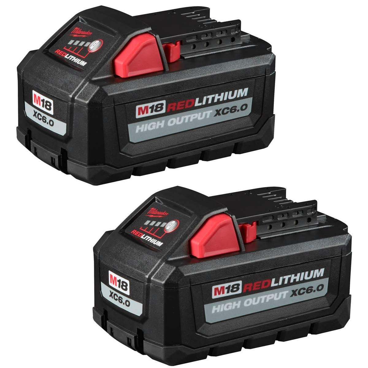 Milwaukee M18 REDLITHIUM HIGH Output XC6.0 Battery Pack - 6.0Ah 18V Cordless Power Tool Battery - Compatible with Milwaukee M18 Tools - Perfect for Drills, Saws, and Outdoor Power Equipment