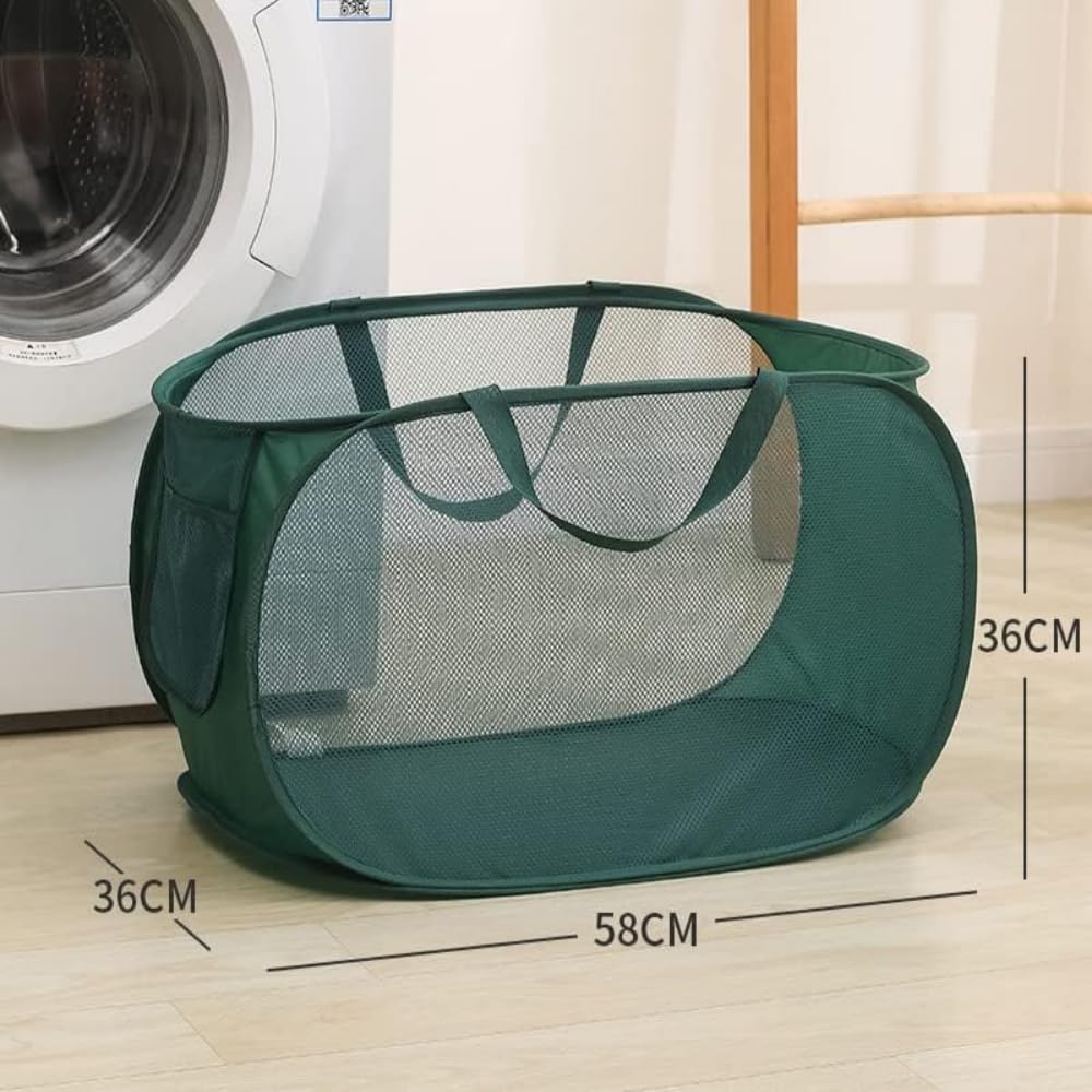 4-Pack Foldable Mesh Pop-Up Laundry Hamper with Durable Handles - Collapsible Clothes Basket for Home, Dorm & Travel - Perfect for Laundry Organization & Storage
