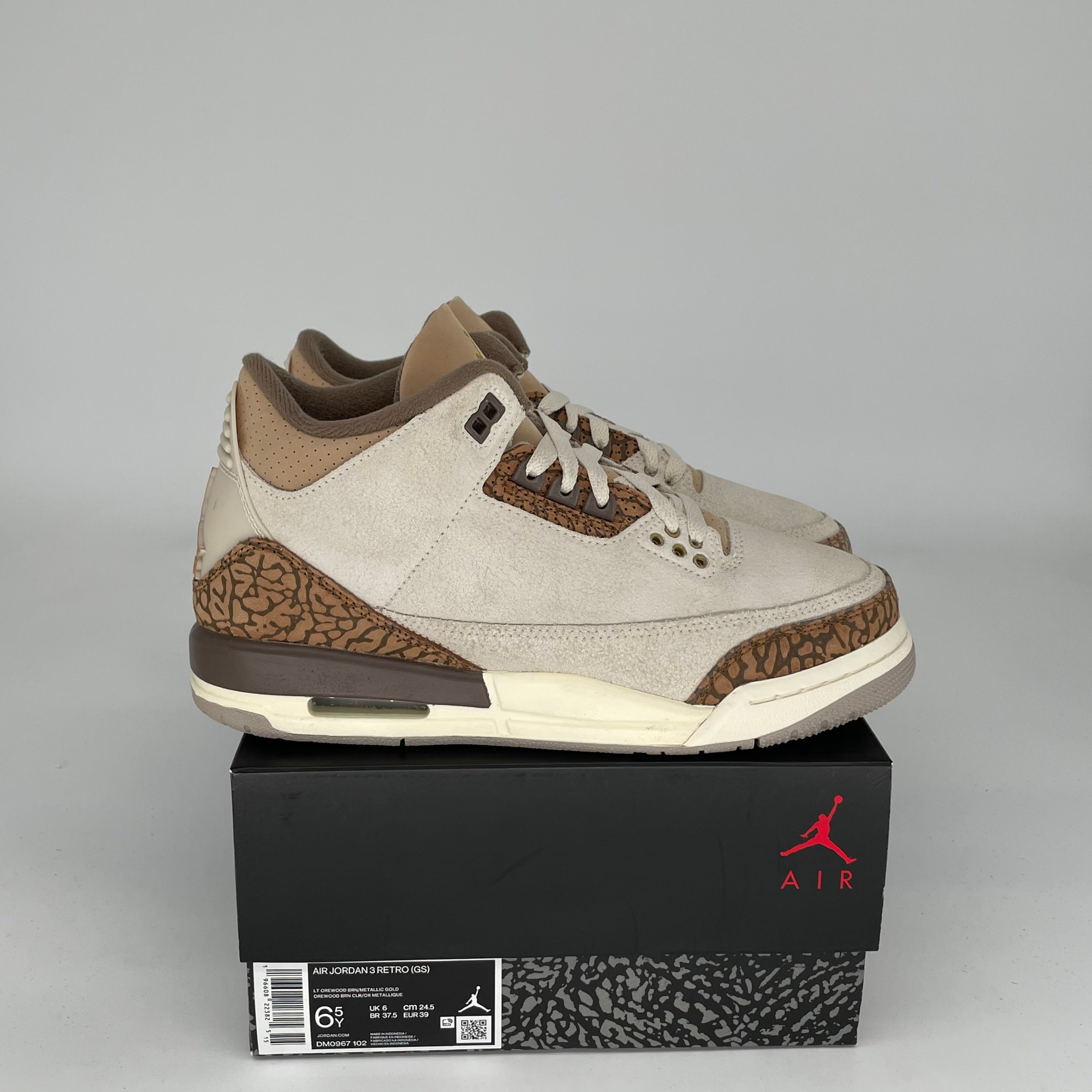 AIR JORDAN 3 PALOMINO Men's Sneakers Size 6.5Y DM0967-102 - Retro Basketball Shoes for Casual Wear & Street Style