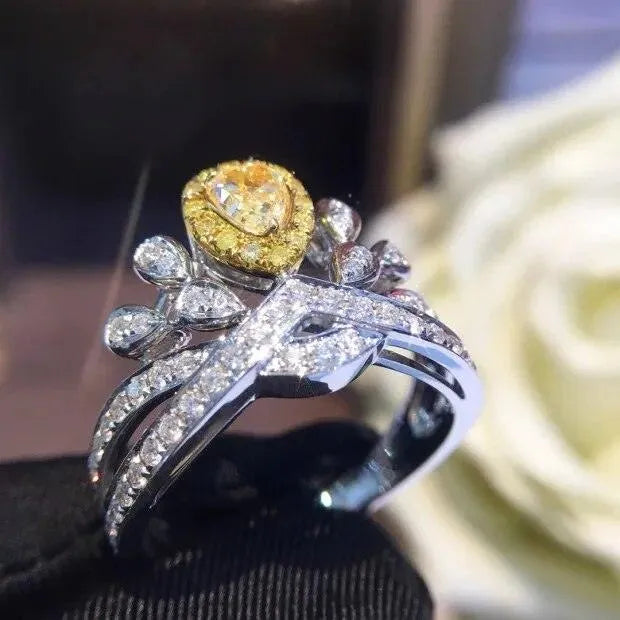 18K Gold Natural Diamond Ring - Elegant Gemstone Engagement Ring for Women, Classic & Trendy Fine Jewelry (2023 New) - Perfect for Weddings, Anniversaries & Special Occasions