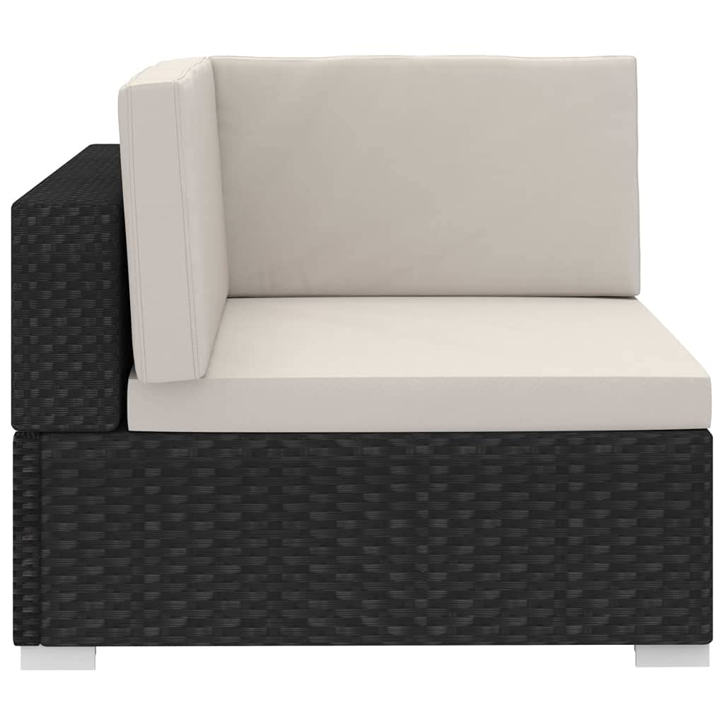 3 Piece Patio Sofa Set with Cushions - Durable Poly Rattan Outdoor Furniture in Black - Perfect for Garden, Backyard, and Poolside Relaxation