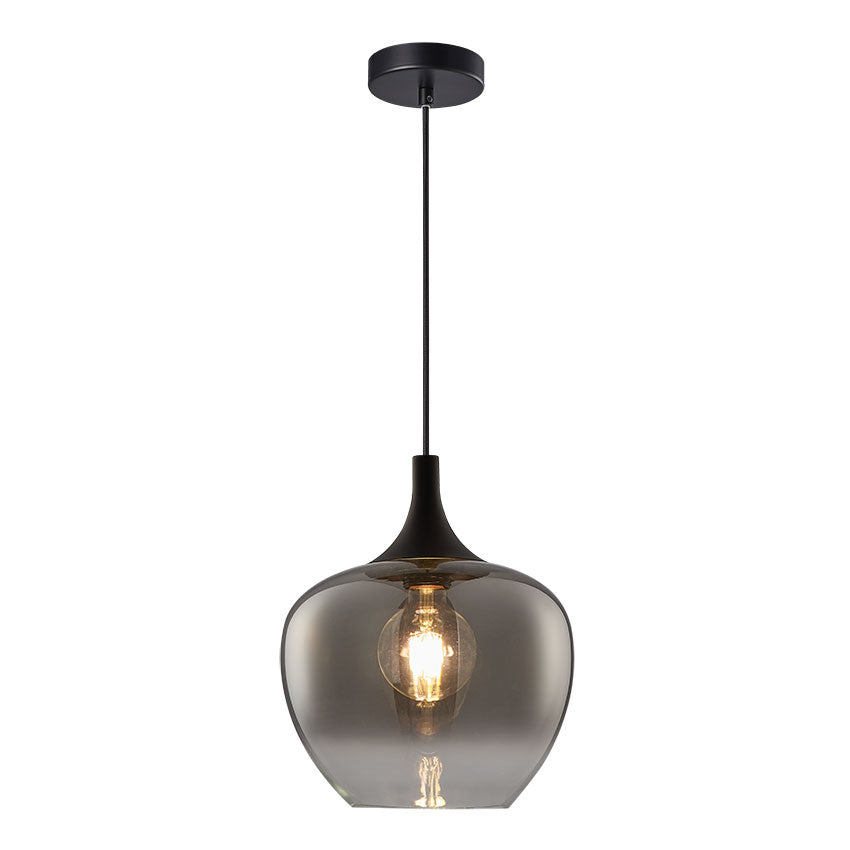 Berkley Small & Large Pendant Light Fixture with E27 Socket in Amber & Black - Perfect for Dining Room, Bedroom, or Living Room Lighting