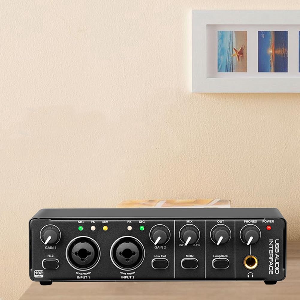 Casstad 4 Channel USB Audio Interface - Plug & Play Driver-Free Sound Card with Recording Function for Singing, Podcasting & Music Production - Perfect for Home Studio & Live Performances