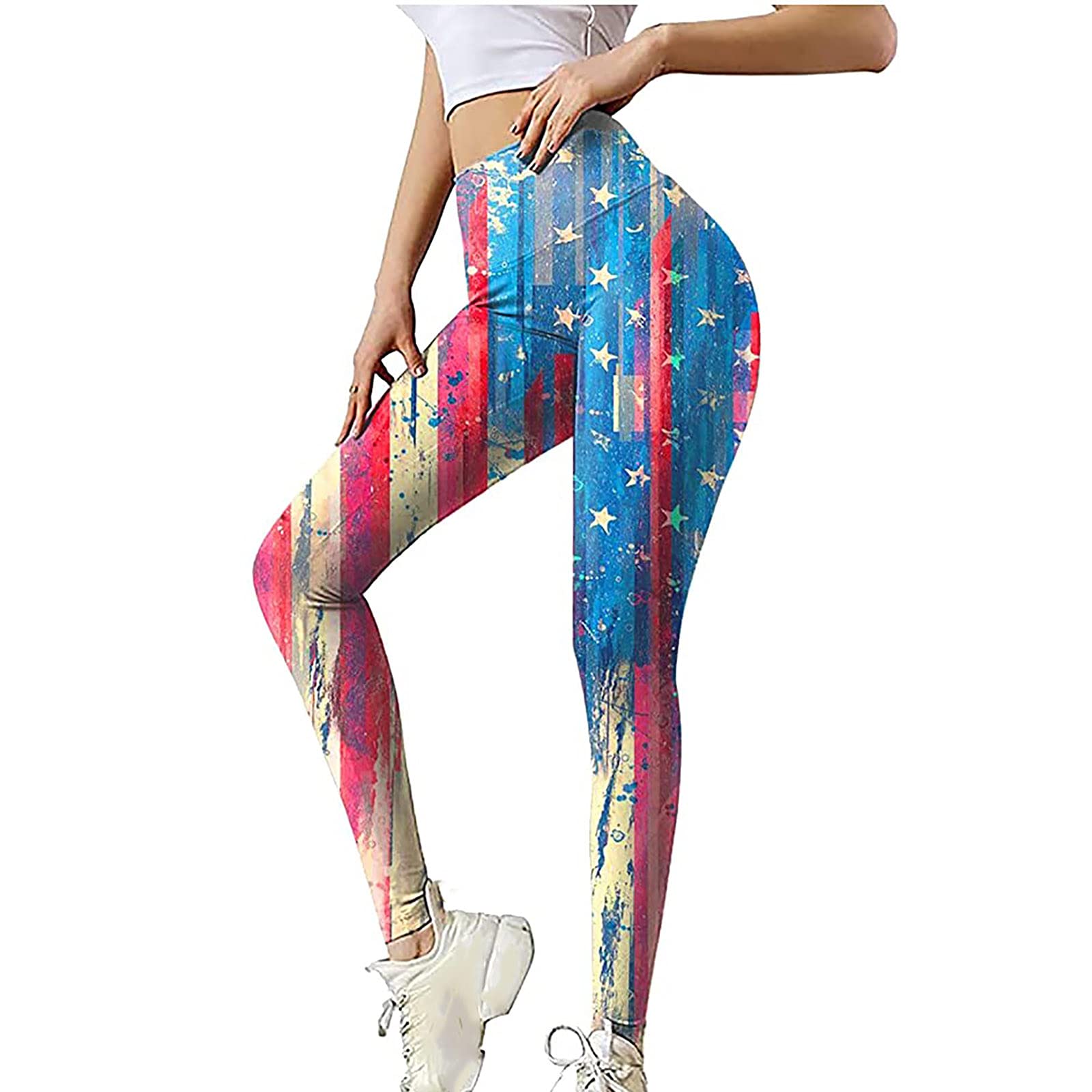 USA Flag Women's Leggings - Patriotic Yoga Pants with Independence Day Print | Perfect for 4th of July, Workouts & Casual Wear