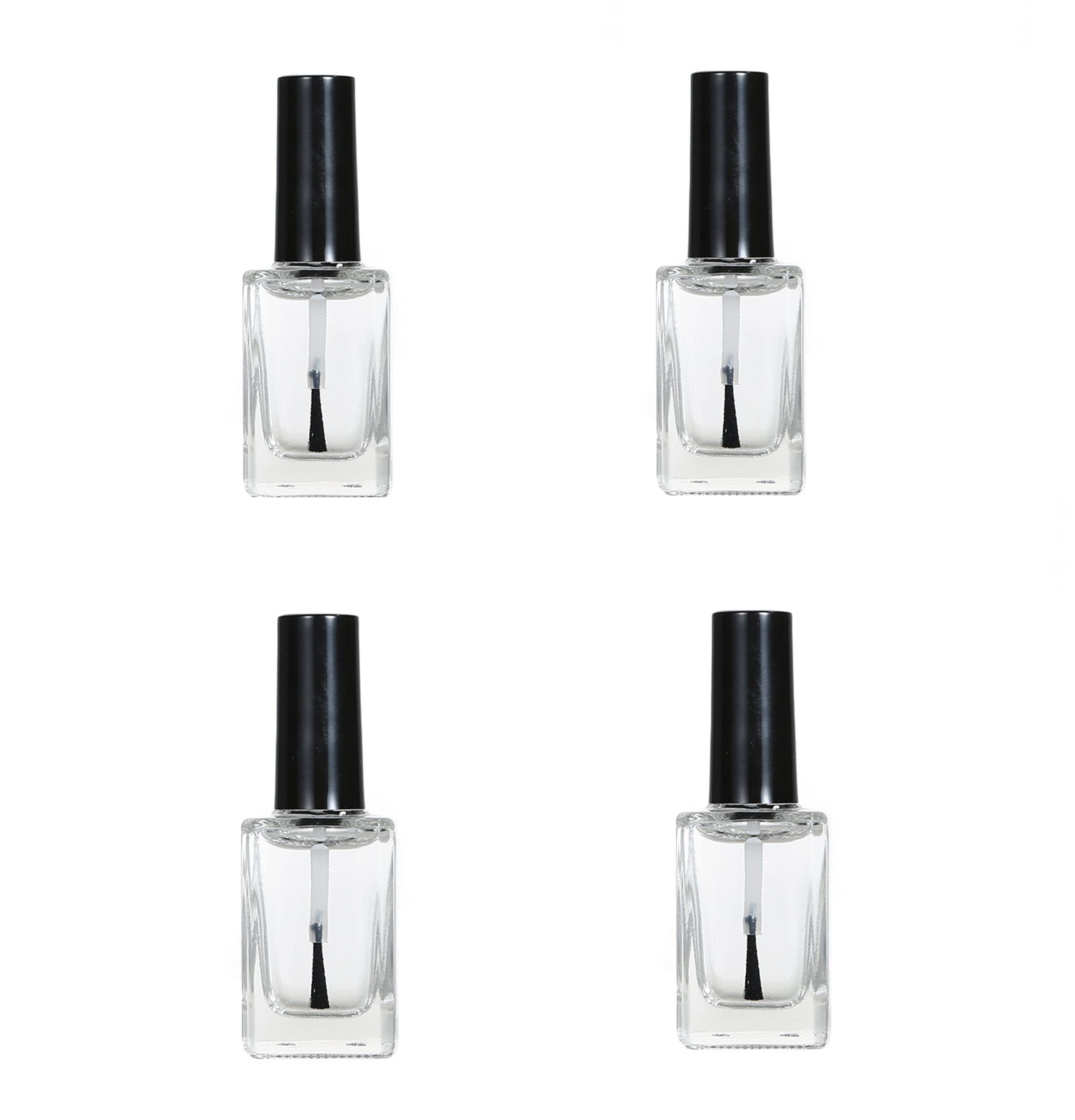 15ml Refillable Square Nail Polish Bottles with Brush - 10 Pack for Nail Art & DIY Makeup