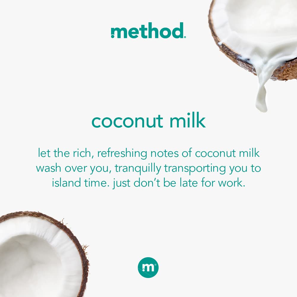 Method Hydrating Coconut Milk Body Wash - Paraben & Phthalate Free, 18 oz (Pack of 2) | Moisturizing Shower Gel for Dry Skin, Vegan & Cruelty-Free | Perfect for Daily Use & Spa Days at Home