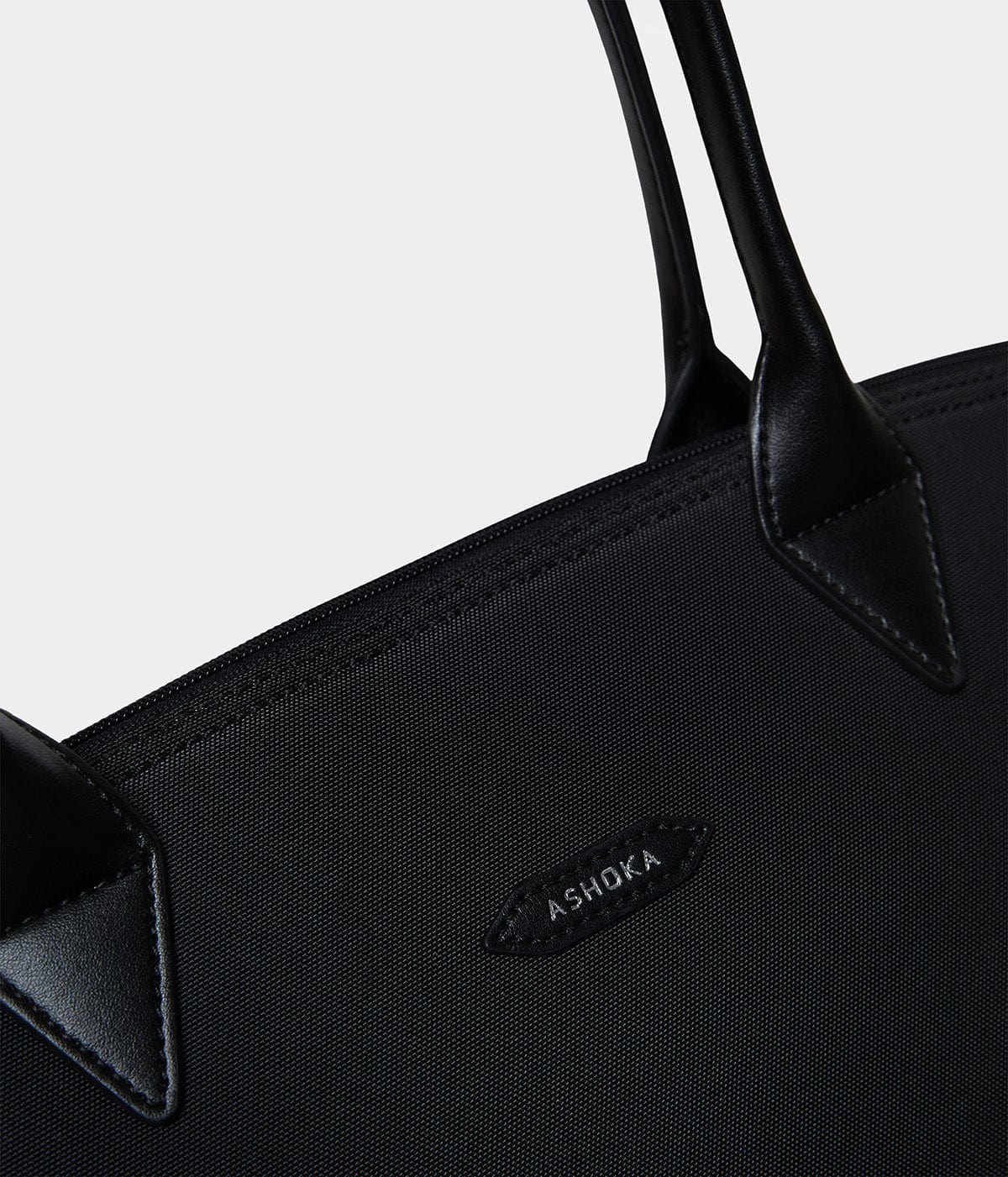 Eco-Friendly Recycled Nylon Tote Bag with Apple Print - Stylish Black Shopping Tote for Groceries, Beach & Daily Use