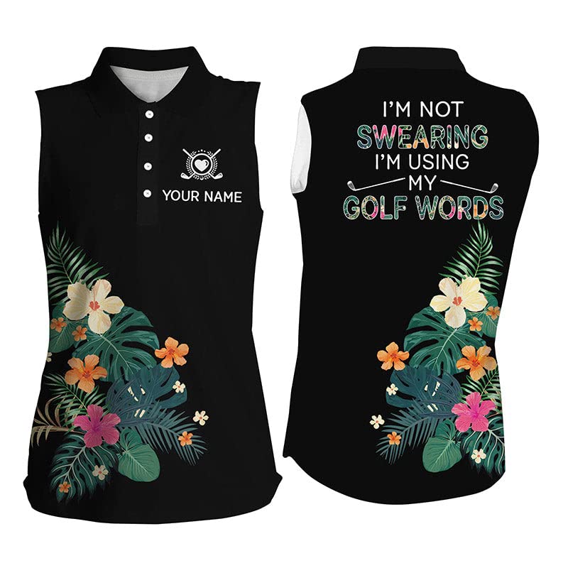 Custom Lime Green Easter Eggs Pattern Women's Sleeveless Polo Golf Shirt - Personalized Gift for Golfers, Easter Outfits & Summer Sports Wear